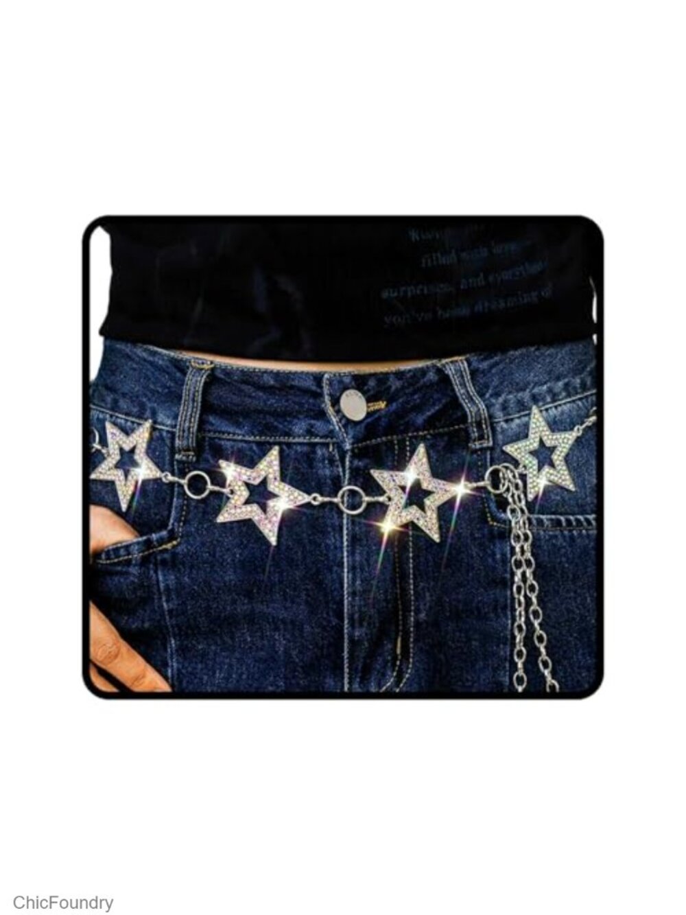 Adjustable Rhinestone Star Chain Waist Belt Statement Belly Jewelry
